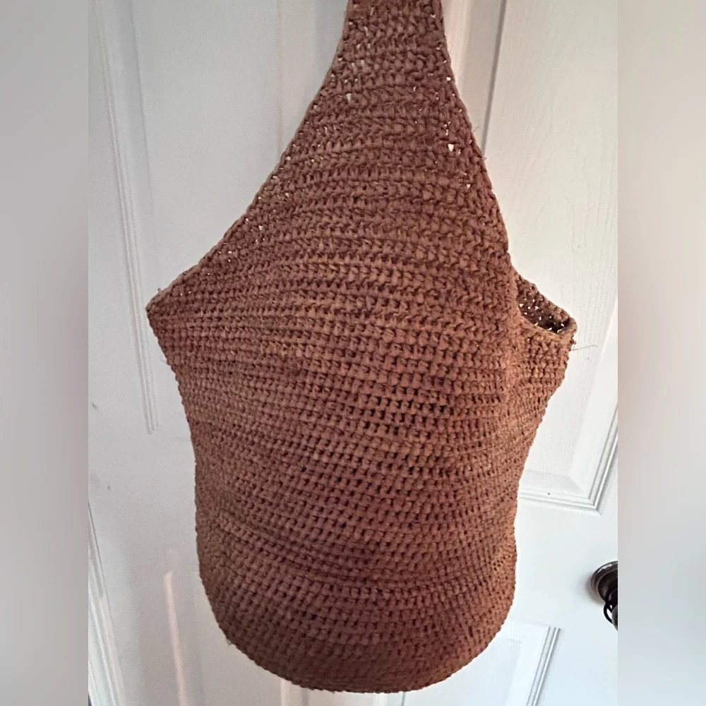 Woven Straw Tote Bag in Brown - Picture 2 of 10